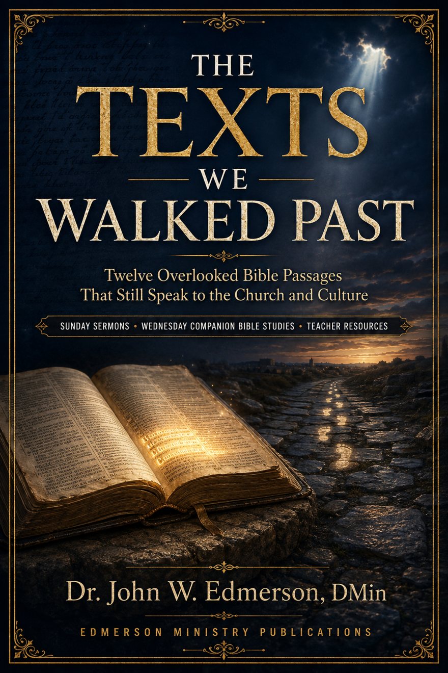 The Texts We Walked Past: Twelve Overlooked Bible Passages That Still Speak to the Church and Culture, by Dr. John W. Edmerson, DMin. Sunday sermons, Wednesday companion Bible studies, and teacher resources.